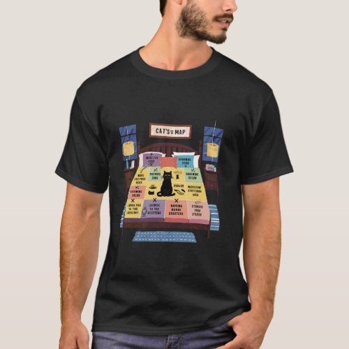 A Cat's Map of the Bed Shirt Funny Cat Lover Tee