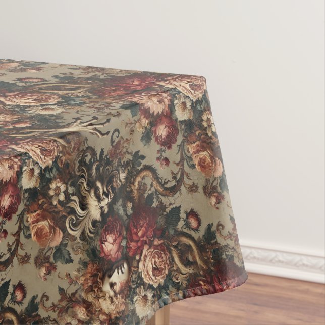A Cautionary Flourish - Gothic Medium Pattern Tablecloth (In Situ)