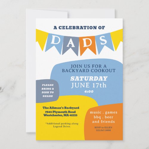 A Celebration of Dads Fathers Day Cookout Party Invitation