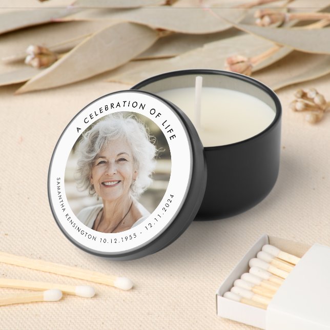 A Celebration of Life Custom Photo Funeral Mini Candle Favors (Insitu)