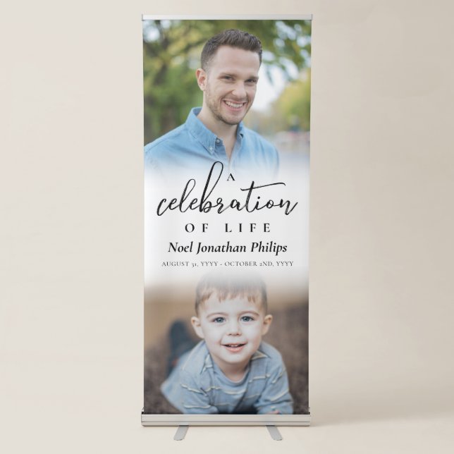 A Celebration Of Life Two Photos Retractable Banner (Front)