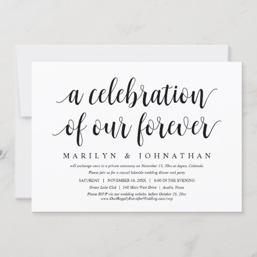 A Celebration Of Our Forever Wedding Elopement Invitation