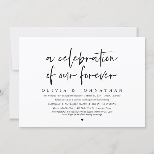 A Celebration of our Forever Wedding Elopement Invitation