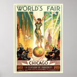 A Century of Progress - 1933 Chicago World's Fair Poster<br><div class="desc">1933 Chicago World's Fair Poster - A Century of Progress International Exposition was the name of a World's Fair held in Chicago from 1933 to 1934 to celebrate the city's centennial. The theme of the fair was technological innovation. The fair's motto was "Science Finds, Industry Applies, Man Conforms"; its architectural...</div>