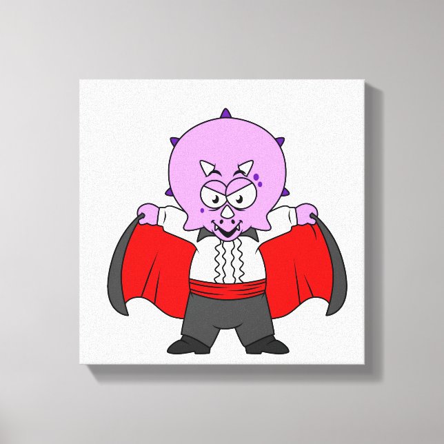 A Ceratops Dinosaur Dressed Up As Count Dracula. Canvas Print (Front)
