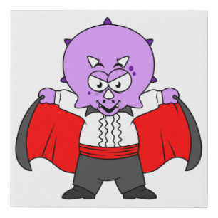 A Ceratops Dinosaur Dressed Up As Count Dracula. Faux Canvas Print