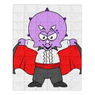 A Ceratops Dinosaur Dressed Up As Count Dracula. Jigsaw Puzzle