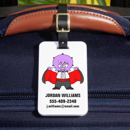 A Ceratops Dinosaur Dressed Up As Count Dracula Luggage Tag