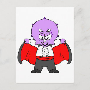 A Ceratops Dinosaur Dressed Up As Count Dracula. Postcard