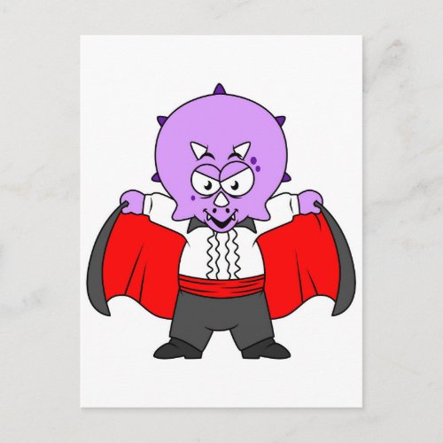 A Ceratops Dinosaur Dressed Up As Count Dracula Postcard