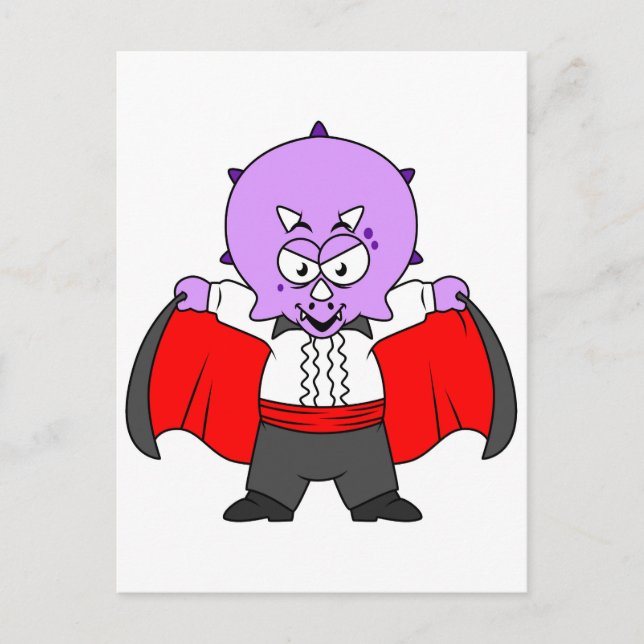 A Ceratops Dinosaur Dressed Up As Count Dracula. Postcard (Front)