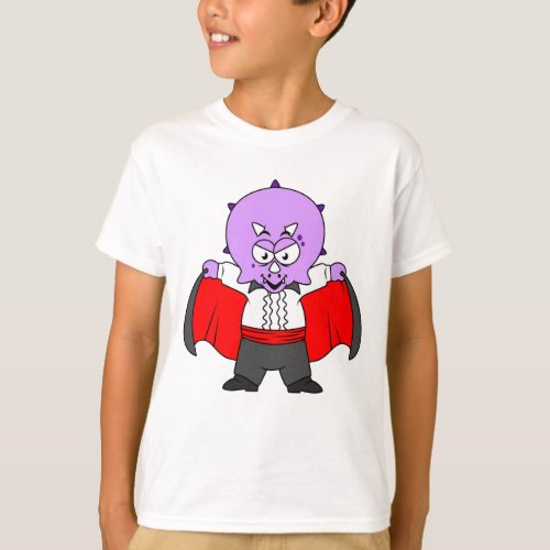 A Ceratops Dinosaur Dressed Up As Count Dracula T_Shirt