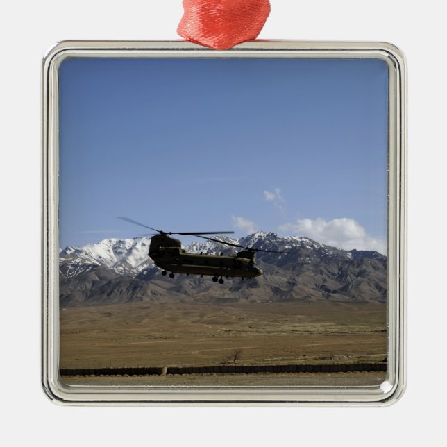 A CH-47 Chinook takes off Metal Ornament (Front)