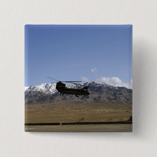 A CH-47 Chinook takes off Pinback Button (Front)