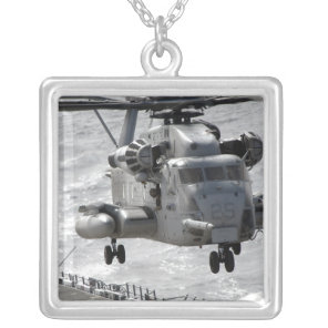 A CH-53E Super Stallion helicopter Silver Plated Necklace
