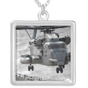 A CH-53E Super Stallion helicopter Silver Plated Necklace