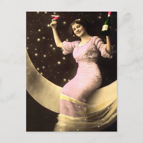 A Champagne Toast on the Moon Postcard