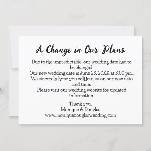 A Change in Our Plans Personalized Details card