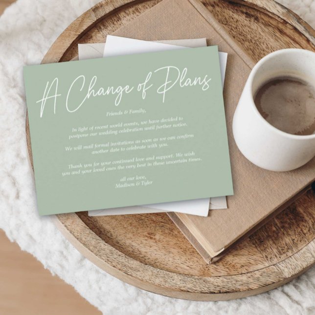 A Change of Plans Wedding Update Note Card (Creator Uploaded)
