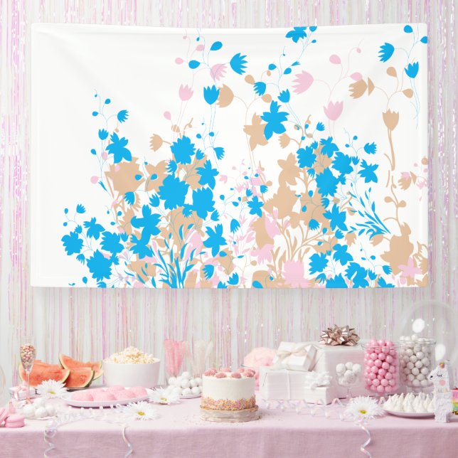 A charming arrangement of blue and pink flowers se banner (Party)