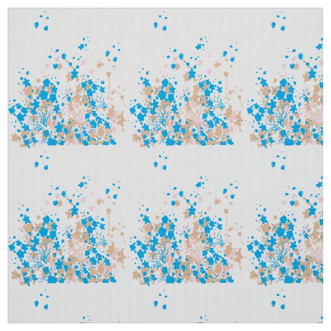 A charming arrangement of blue and pink flowers se fabric (Swatch)