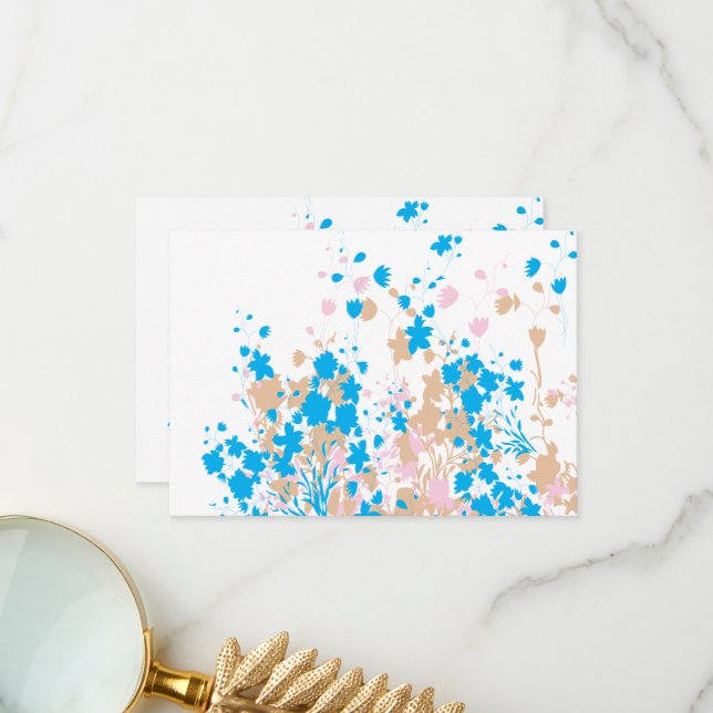 A charming arrangement of blue and pink flowers se thank you card (Front/Back In Situ)