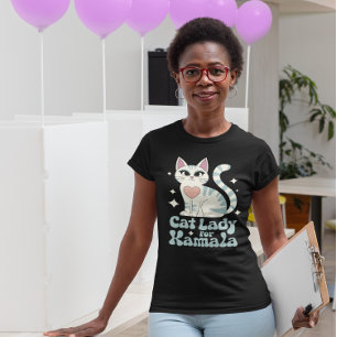 A charming cat lady proudly supports Kamala in art T-Shirt