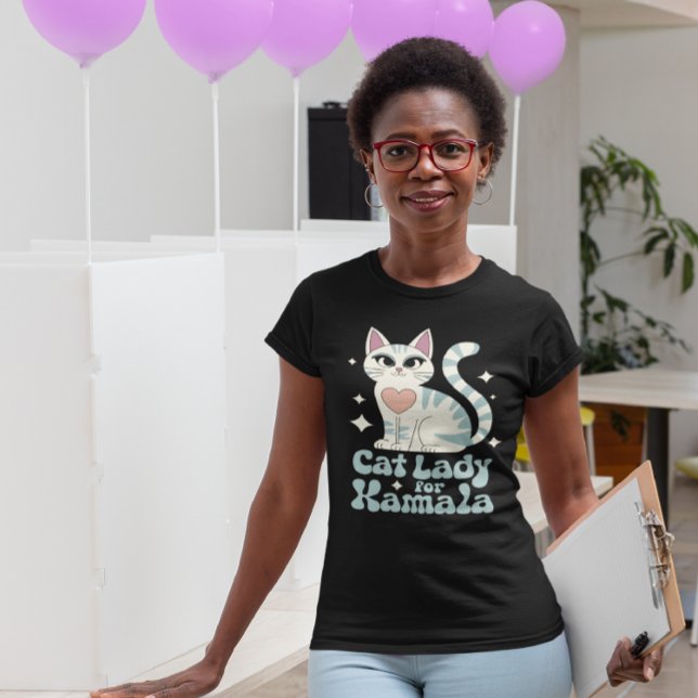 A charming cat lady proudly supports Kamala in art T-Shirt (Creator Uploaded)