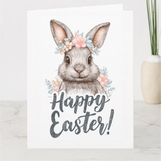 A charming painted Eastera cute bunny Card