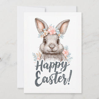 A charming painted Eastera cute bunny Holiday Card