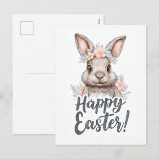 A charming painted Eastera cute bunny Holiday Postcard