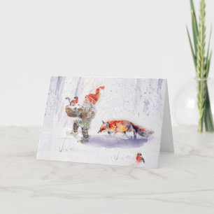 A charming Scandinavian winter scene Tack Kort Letterpress Thank You Card