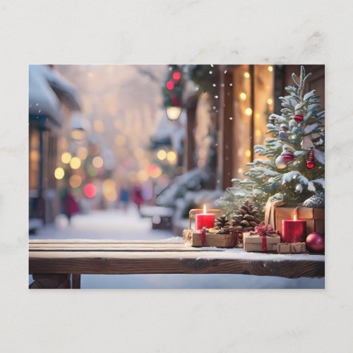 A charmingly rustic Christmas winter background co Postcard