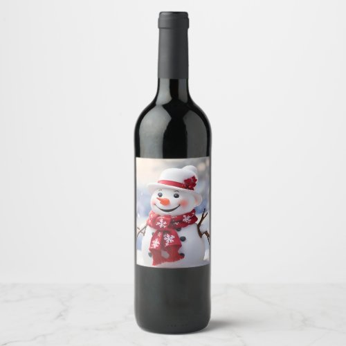 A charmingly rustic Christmas winter background co Wine Label