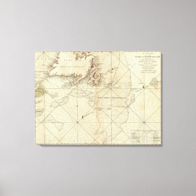 A Chart Of The Banks Of Newfoundland Canvas Print (Front)
