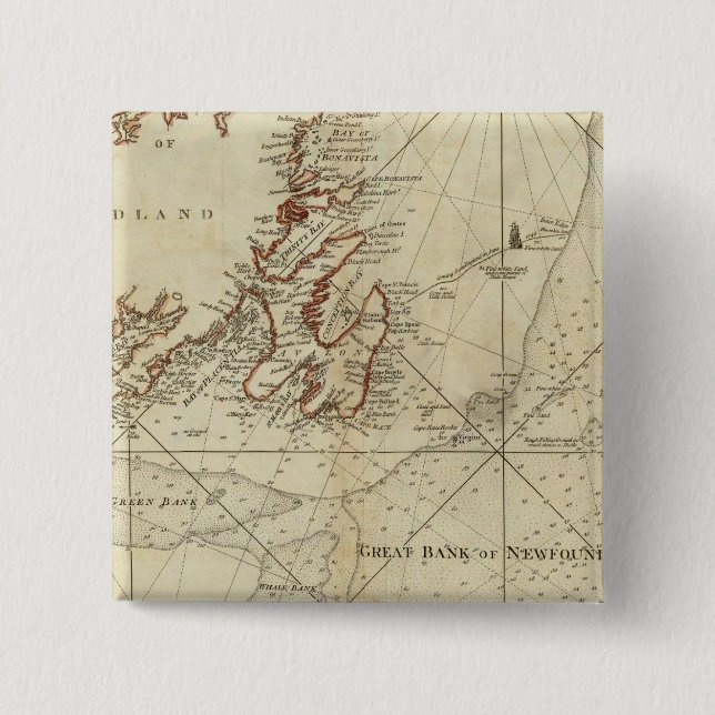 A Chart Of The Banks Of Newfoundland Pinback Button (Front)