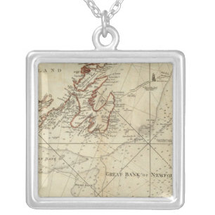 A Chart Of The Banks Of Newfoundland Silver Plated Necklace
