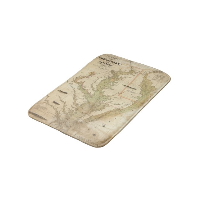 A Chart of the Chesapeake And Delaware Bays Bathroom Mat (Angled)