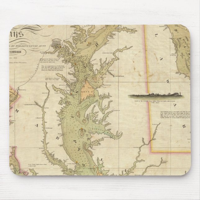 A Chart of the Chesapeake And Delaware Bays Mouse Pad (Front)