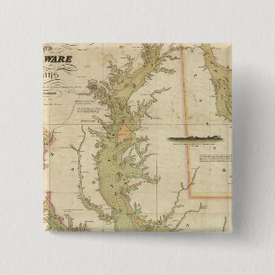A Chart of the Chesapeake And Delaware Bays Pinback Button