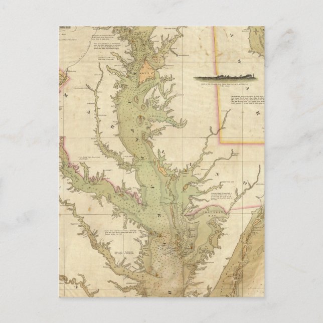 A Chart of the Chesapeake And Delaware Bays Postcard (Front)