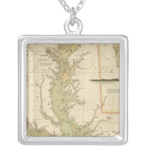 A Chart of the Chesapeake And Delaware Bays Silver Plated Necklace