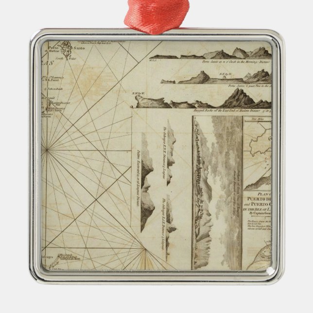 A chart of the Maderas and Canary Islands Metal Ornament (Front)