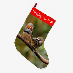 A Cheeky Pair of Zebra Finches Songbirds Large Christmas Stocking