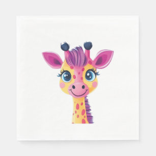 A cheerful and whimsical design of a young giraffe napkins