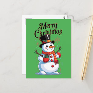 A Cheerful Snowman Christmas Postcard