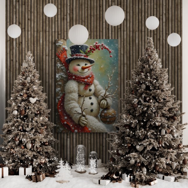 A Cheerful Snowman Metal Print (Inspired Look)