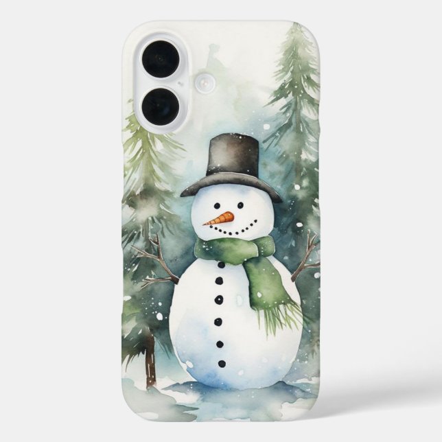 A cheerful snowman standing in a snowy winter wond Case-Mate iPhone case (Back)