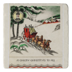 A Cheery Horse and Carriage Christmas Trivet