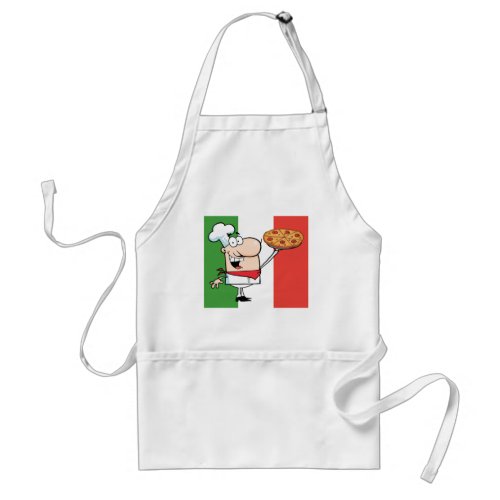 A Chef Holds Up Pizza Adult Apron